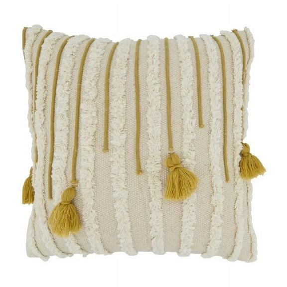 Saro Lifestyle Artisanal Tassel and Tufted Throw Pillow Cover