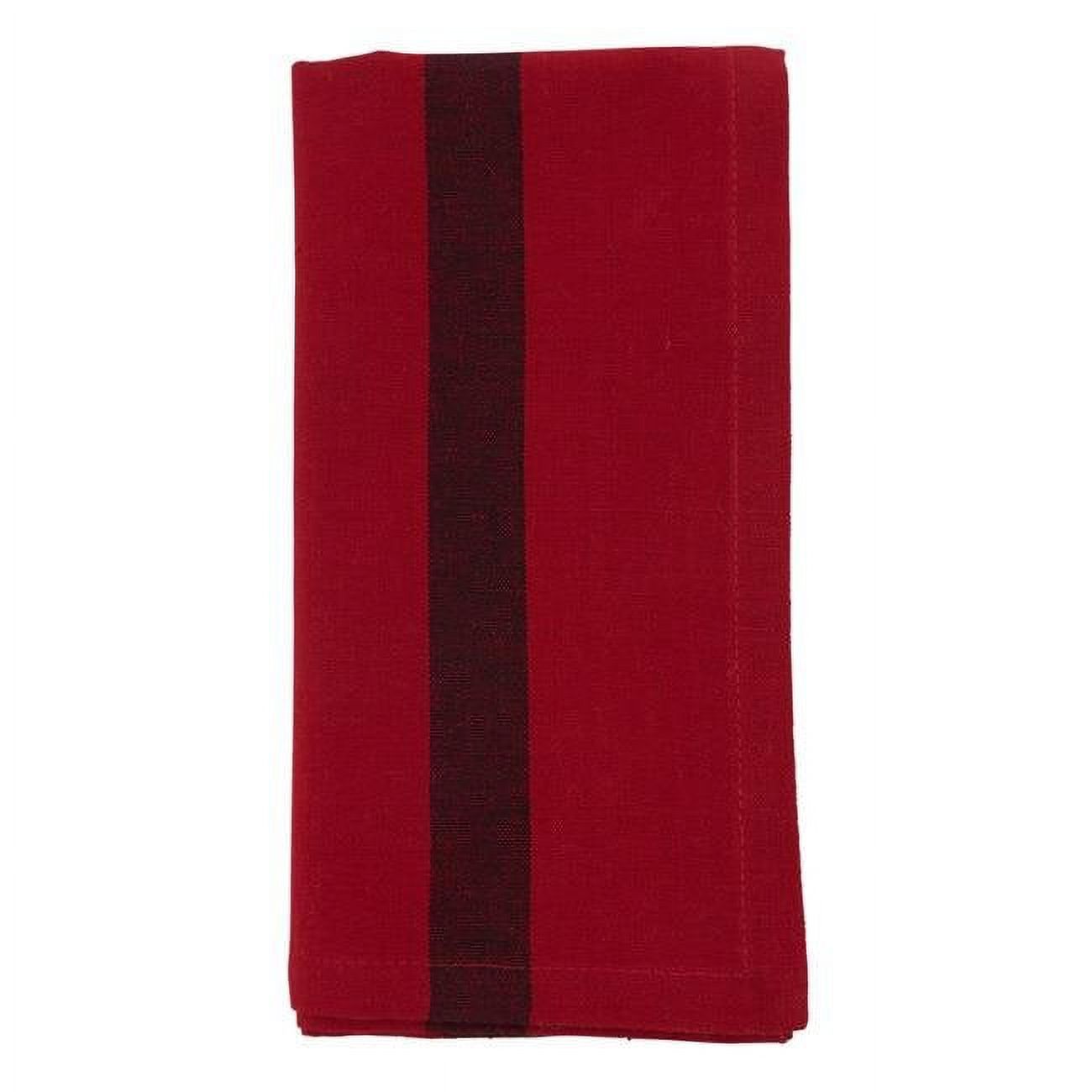 Red Cotton Banded Design Table Napkins, Set of 4