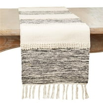 SARO LIFESTYLE Collezione Augustina Runner Da Tavola In Misto Lino - 40,6 X 137,2 Cm - Ricamo A Spirale - Colore Naturale, 80% Poliestere 20% Lino - 5