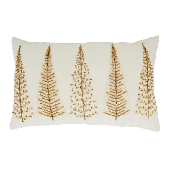 Saro Lifestyle Beaded Bliss Beaded Christmas Trees Down Filled Throw Pillow
