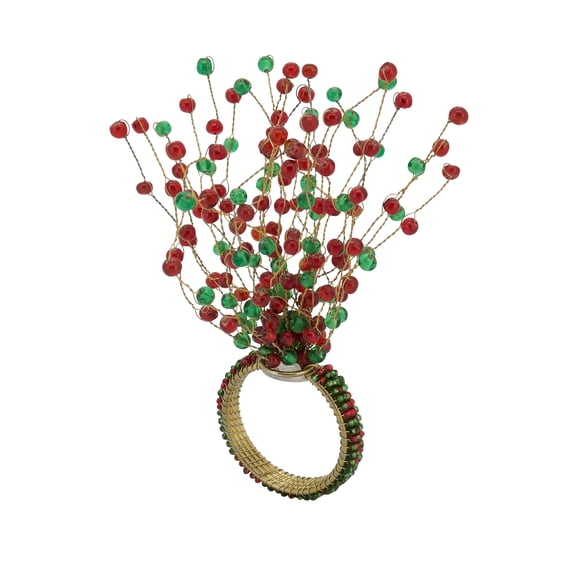 Saro Lifestyle Beaded Burst Design Napkin Ring (Set of 4)
