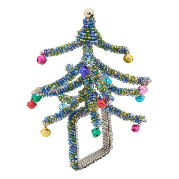 Saro Lifestyle Beaded Christmas Tree Napkin Ring (Set of 4)