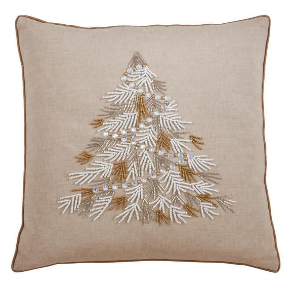 Saro Lifestyle Beaded Christmas Tree Throw Pillow Cover