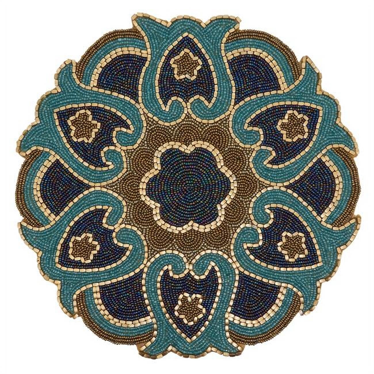 Intricate Beaded Design Round Placemats, Set of 4