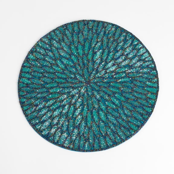 Saro Lifestyle Beaded Design Table Mats (Set of 4) Teal