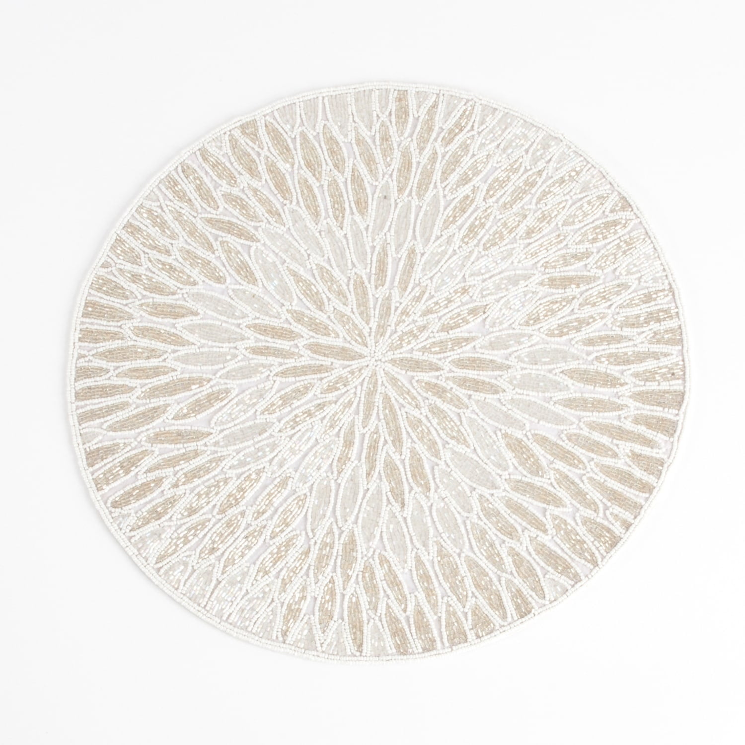 White Beaded Round Placemats Set of 4