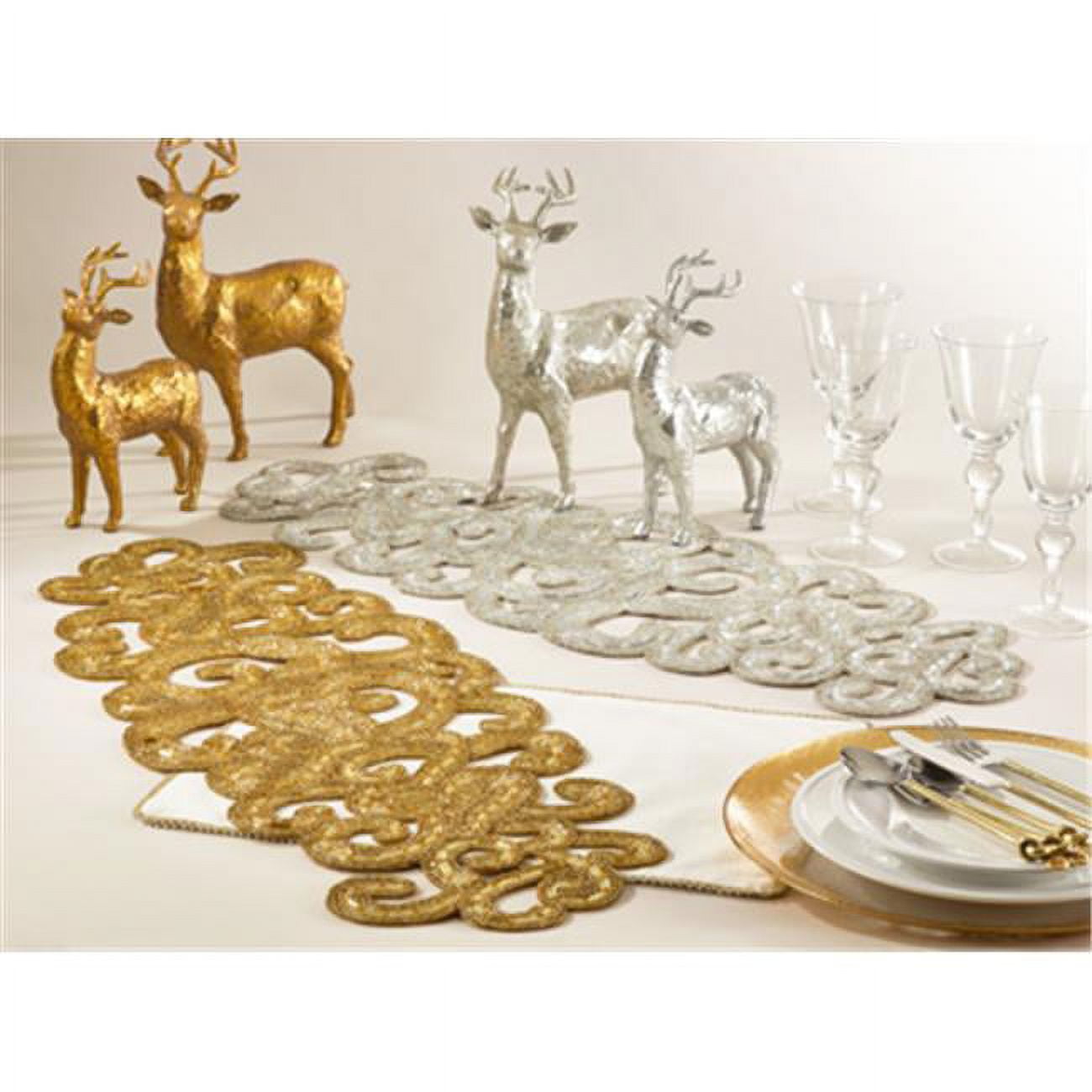 Gold Beaded Intricate Design Table Runner
