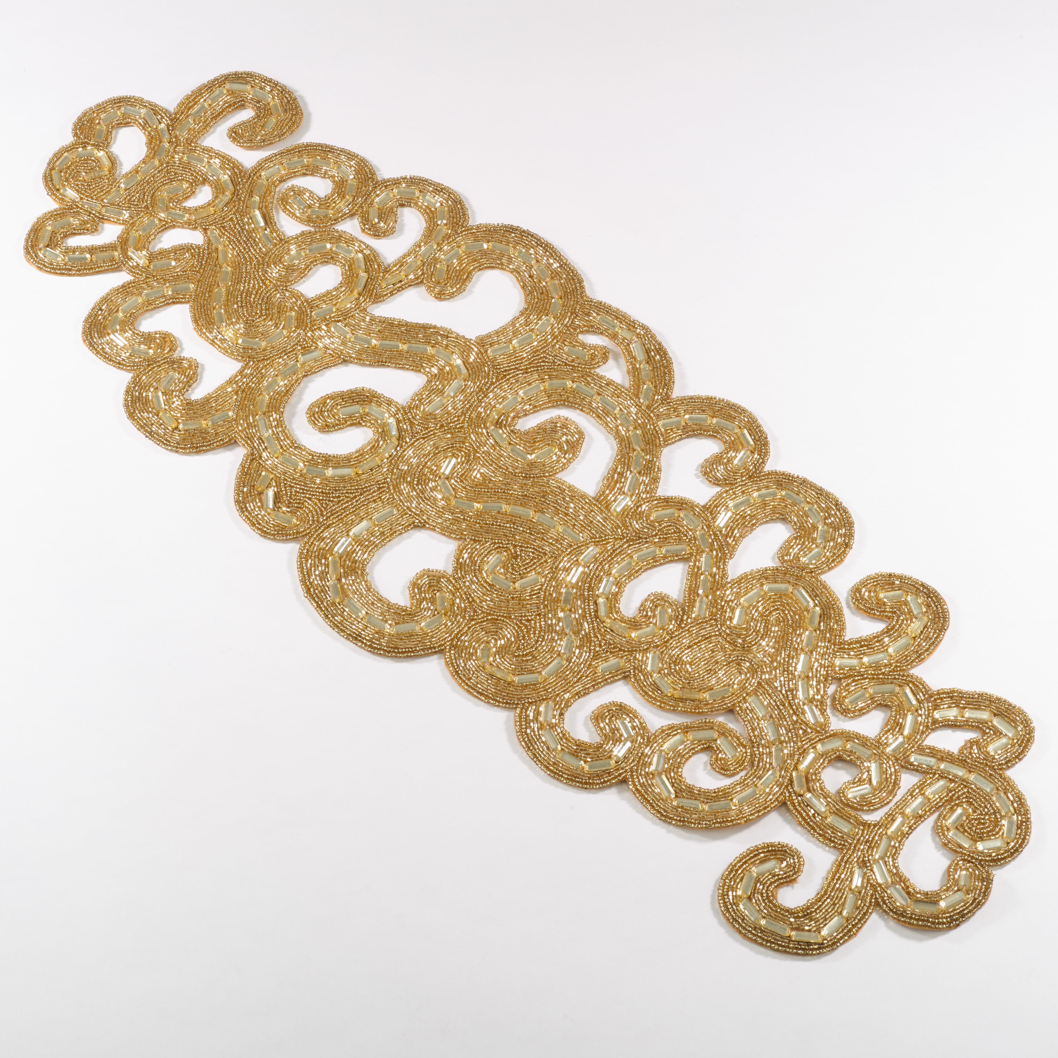Gold Beaded Intricate Design Table Runner