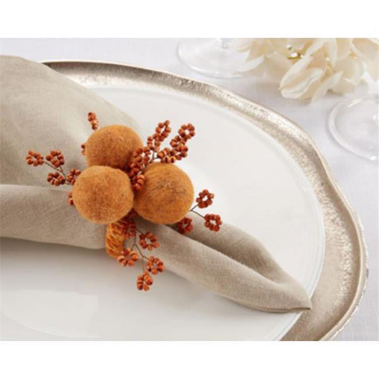 Pinpoint Napkin Rings Saro Lifestyle Beaded Pom Pom Napkin Ring (Set of 4) - Walmart.com