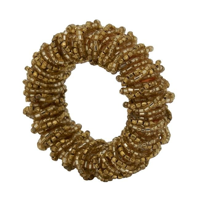 Gold Glass Beaded Round Napkin Rings Set of 4