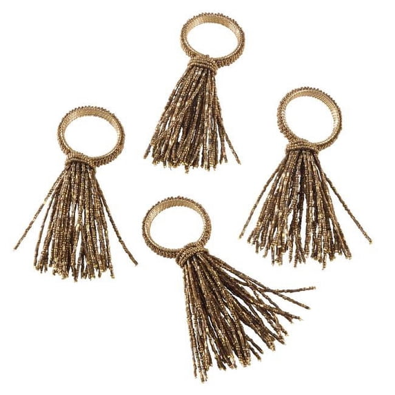 Saro Lifestyle Beaded Spray Design Napkin Ring (Set of 4)