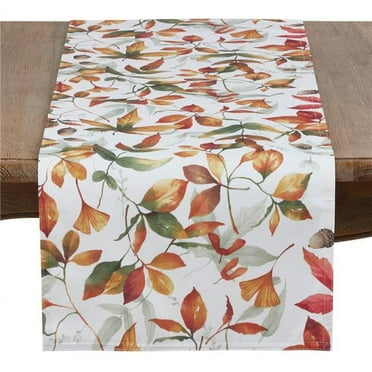 Saro Lifestyle Beautiful Polyester Table Runner With Fall Leaves Design