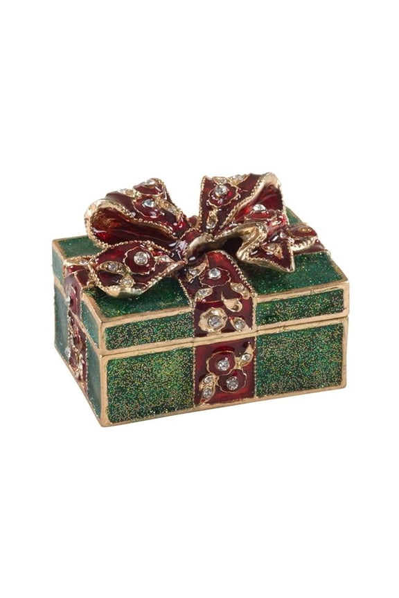 HA525.M 2 x 1.7 x 1.5 in. Bejeweled Christmas Present Trinket Box
