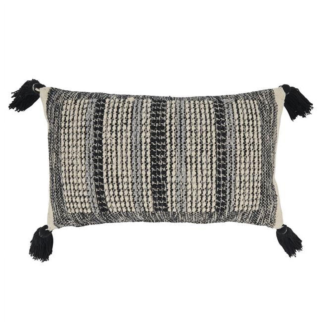 Black and Beige Rectangular Cotton Throw Pillow Cover