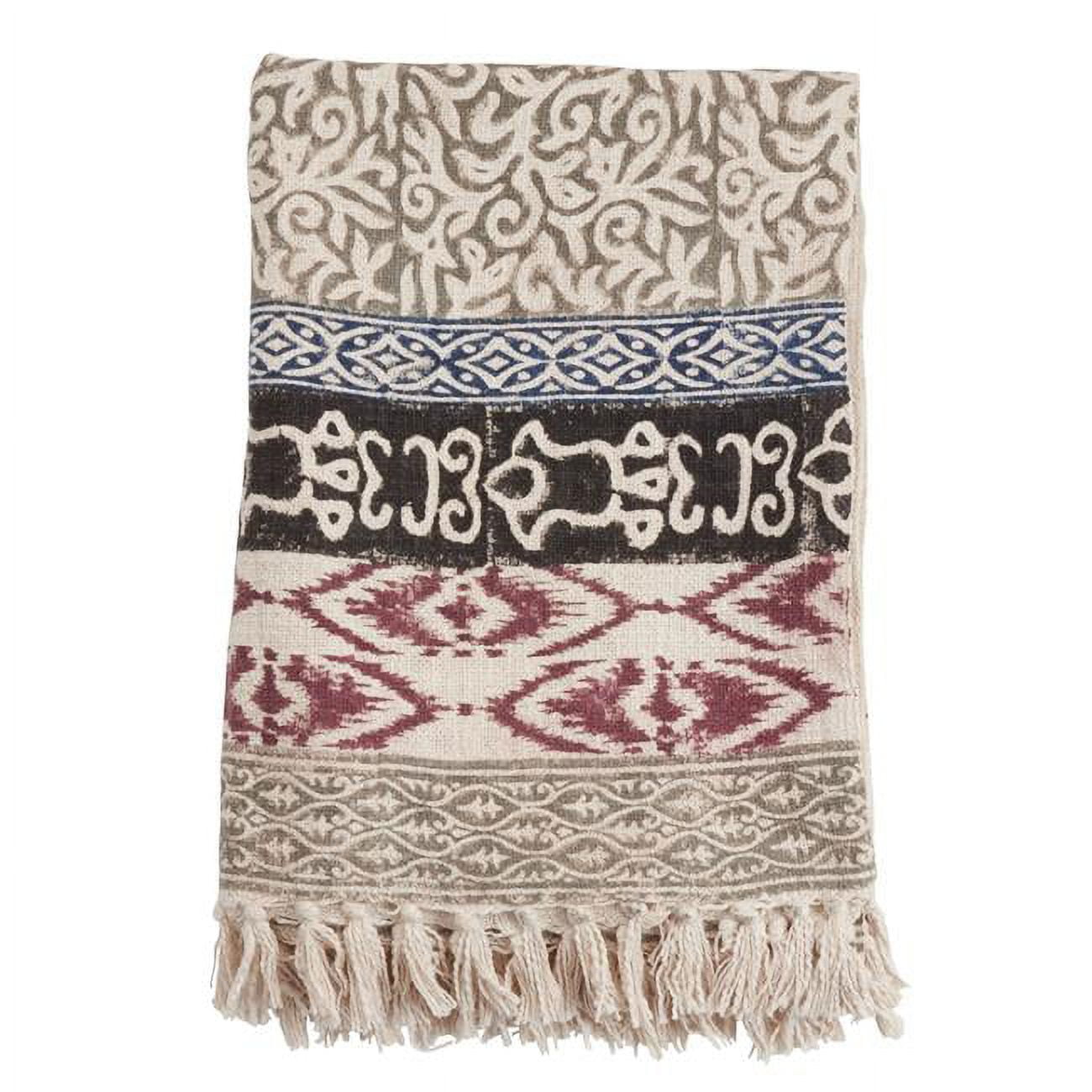 Reversible Multicolor Cotton Block Print Throw Blanket