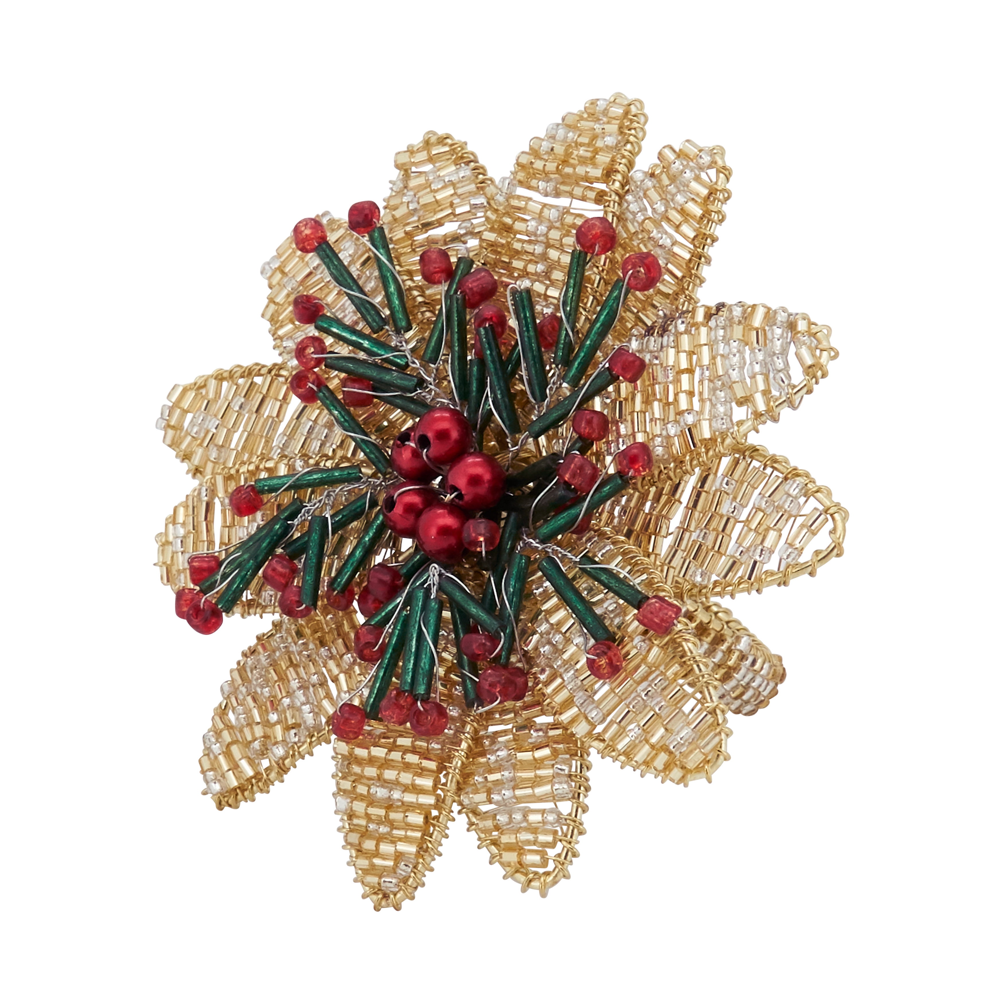 Saro Lifestyle Blossoming Beauty Beaded Flower Napkin Ring (Set of 4)