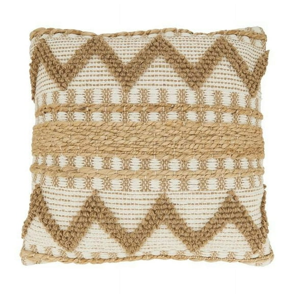 Saro Lifestyle Boho Woven Zig Zag Poly Filled Throw Pillow