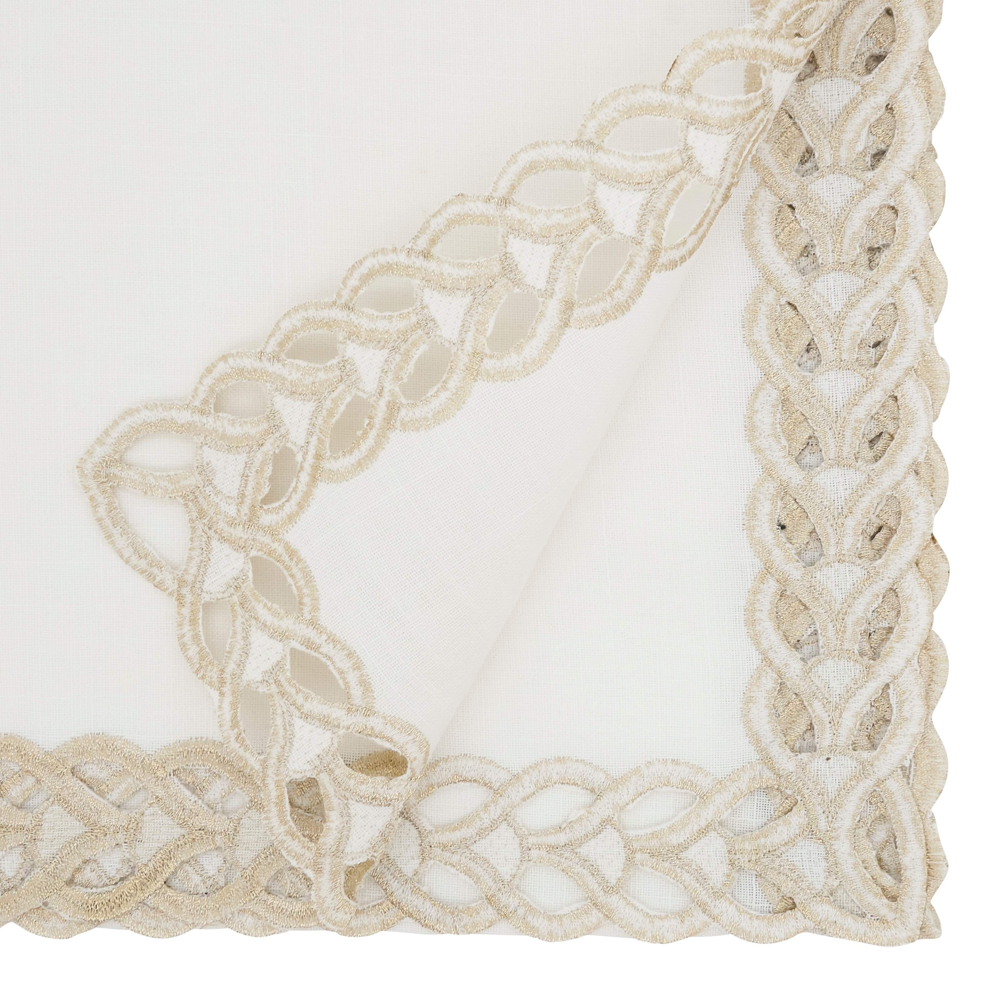Gold Braided Bliss Border Polyester Table Runner, 16"x72"