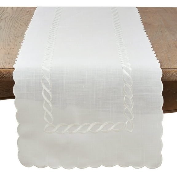 Saro Lifestyle Braided Embroidery Table Runner
