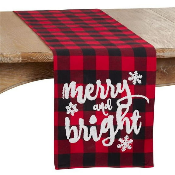 Saro Lifestyle Buffalo Plaid Merry and Bright Table Runner