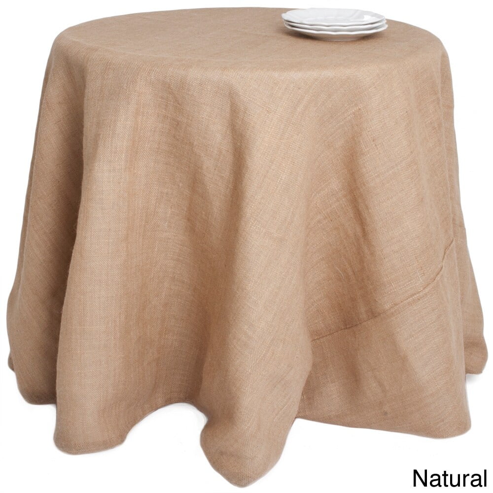96" Round Natural Burlap Tablecloth