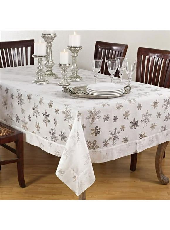 Saro Lifestyle Burnout Snowflake Design Tablecloth