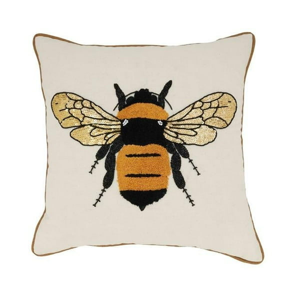 Saro Lifestyle Buzzing Bumblebee Embroidered Throw Pillow Cover