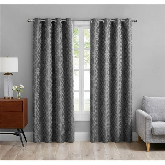 Saro Lifestyle C122.ST5296 52 x 96 in. Modern Print Blackout Window Curtains, Slate - Set of 2