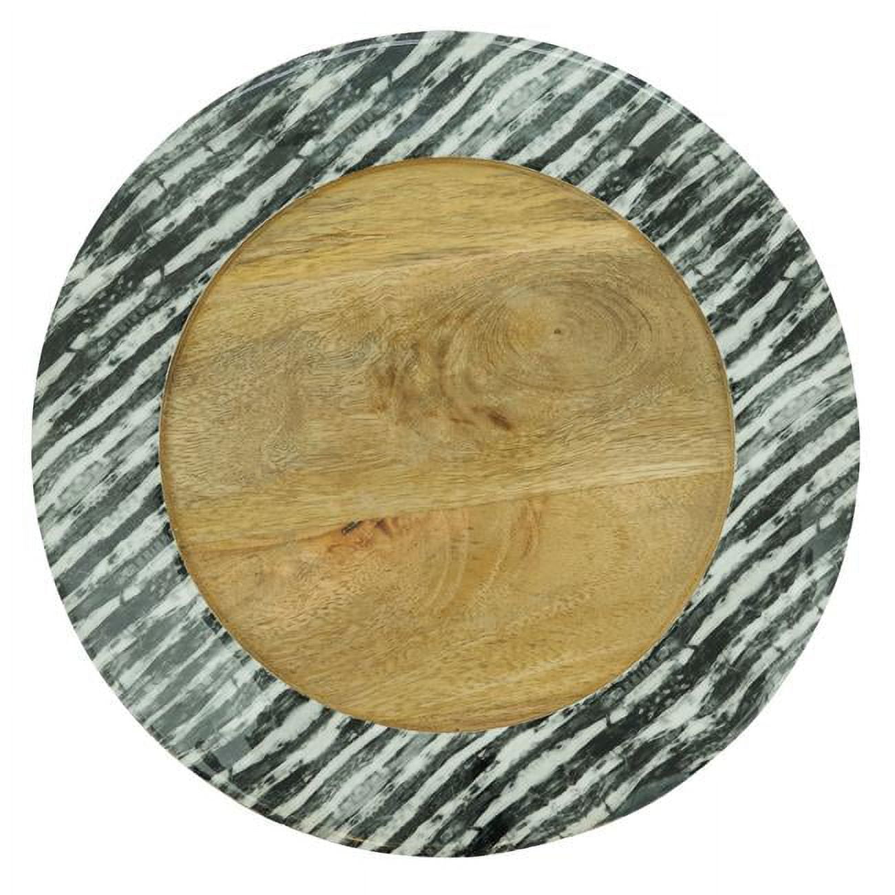 Black and Natural Mango Wood Stripe Rim Table Chargers, Set of 4