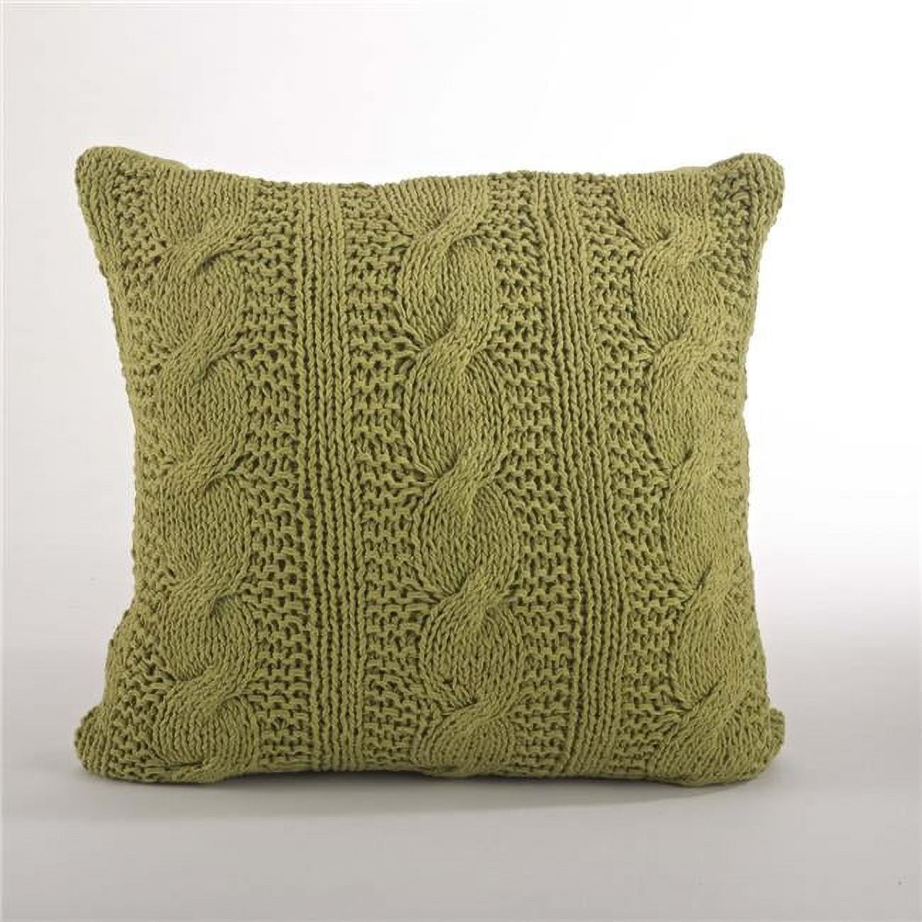 Grass Green Cable Knit Cotton Square Throw Pillow Set