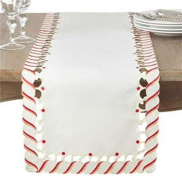 Saro Lifestyle Candy Cane Design Christmas Holiday Table Runner