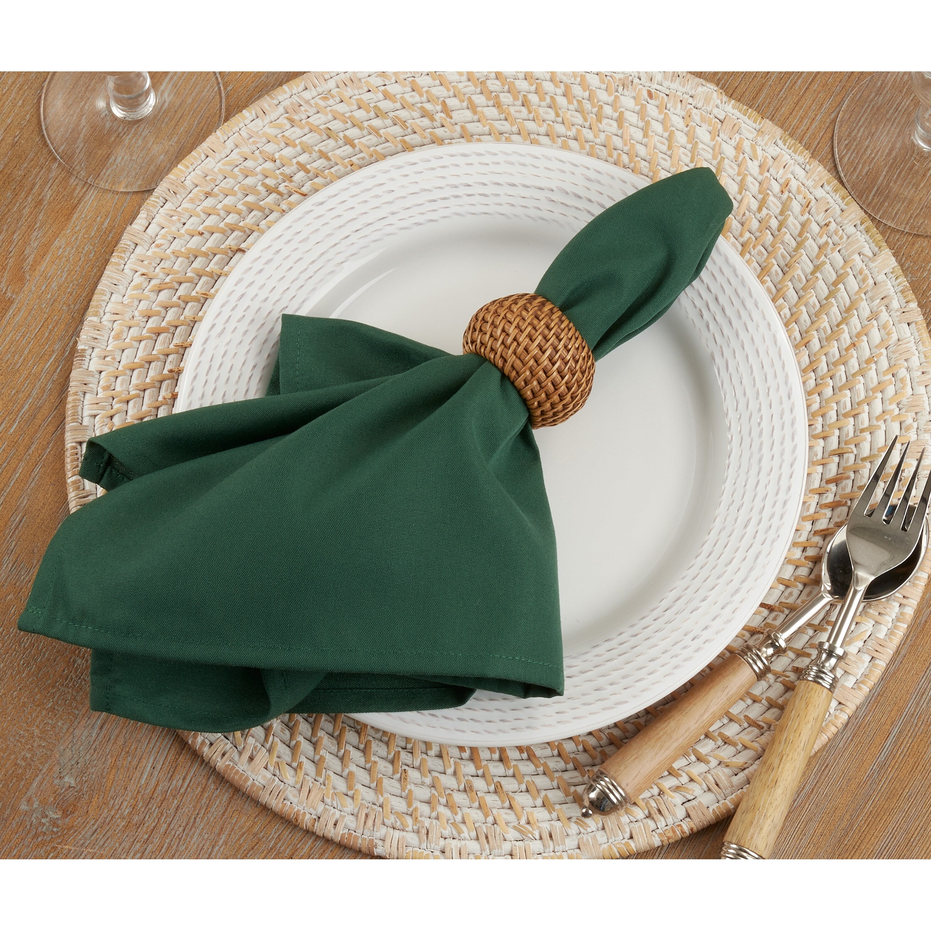 Jasper Green Polyester Square Dinner Napkins Set of 12