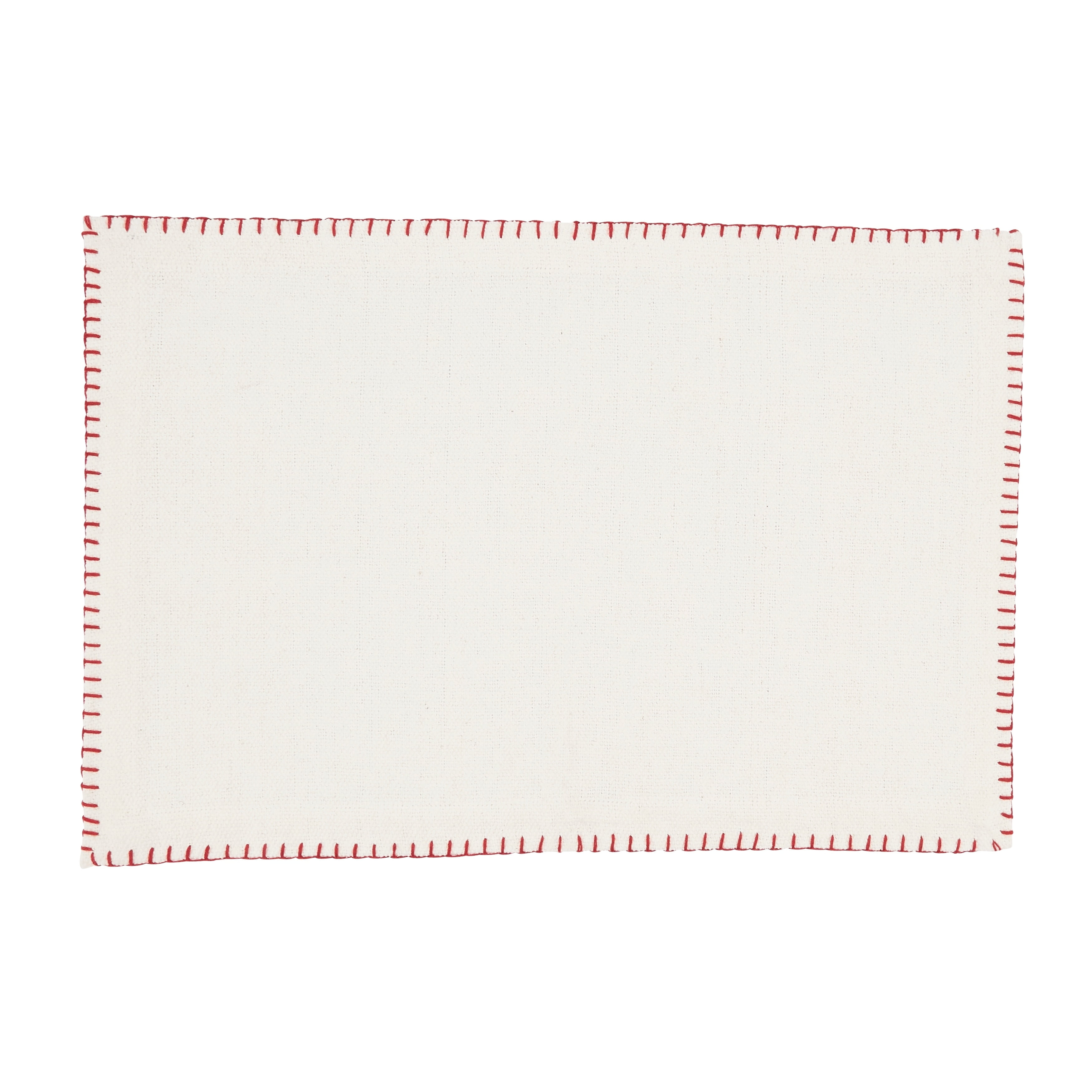 White Cotton Whip Stitched Table Runner and Placemats Set