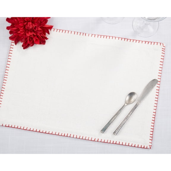 Saro Lifestyle Celena Collection Whip Stitched Design Cotton Placemat (Set of 8)