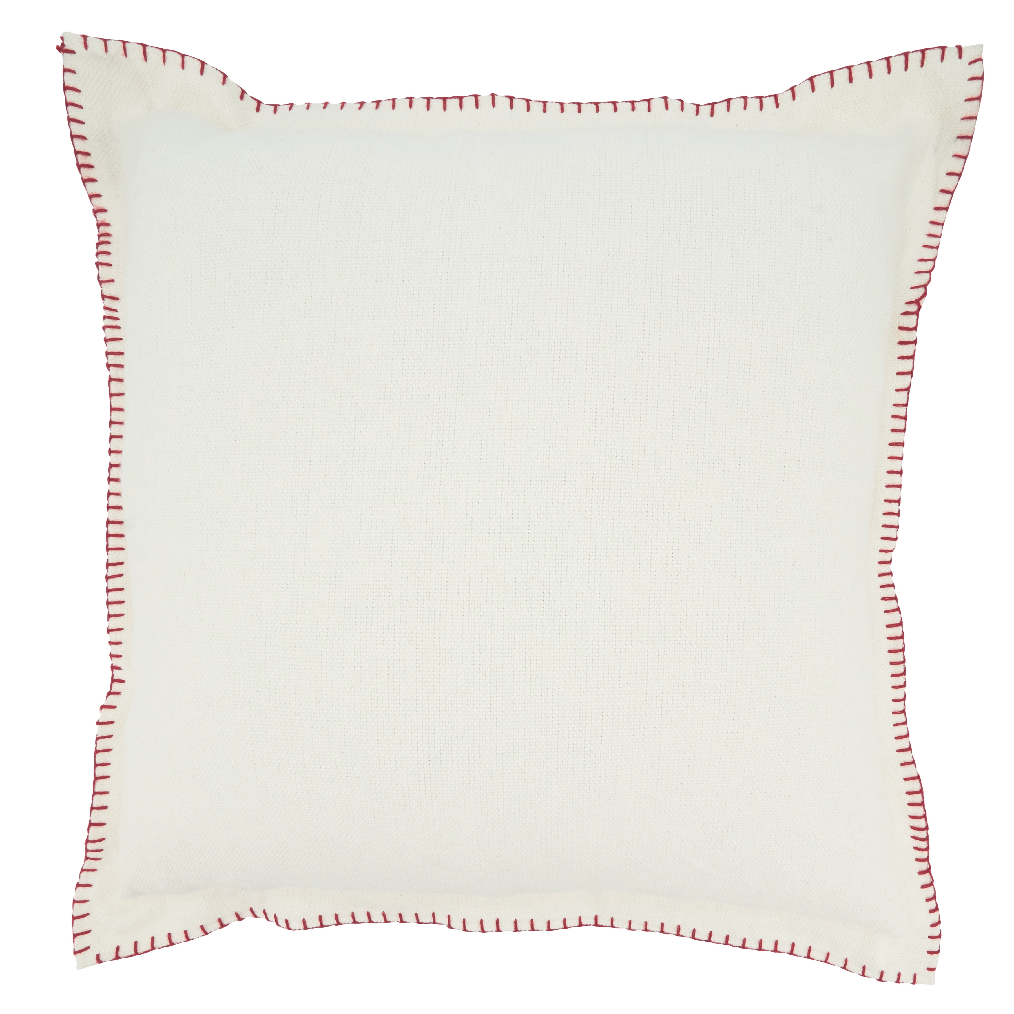White and Red Whip Stitched Square Throw Pillow, 20x20