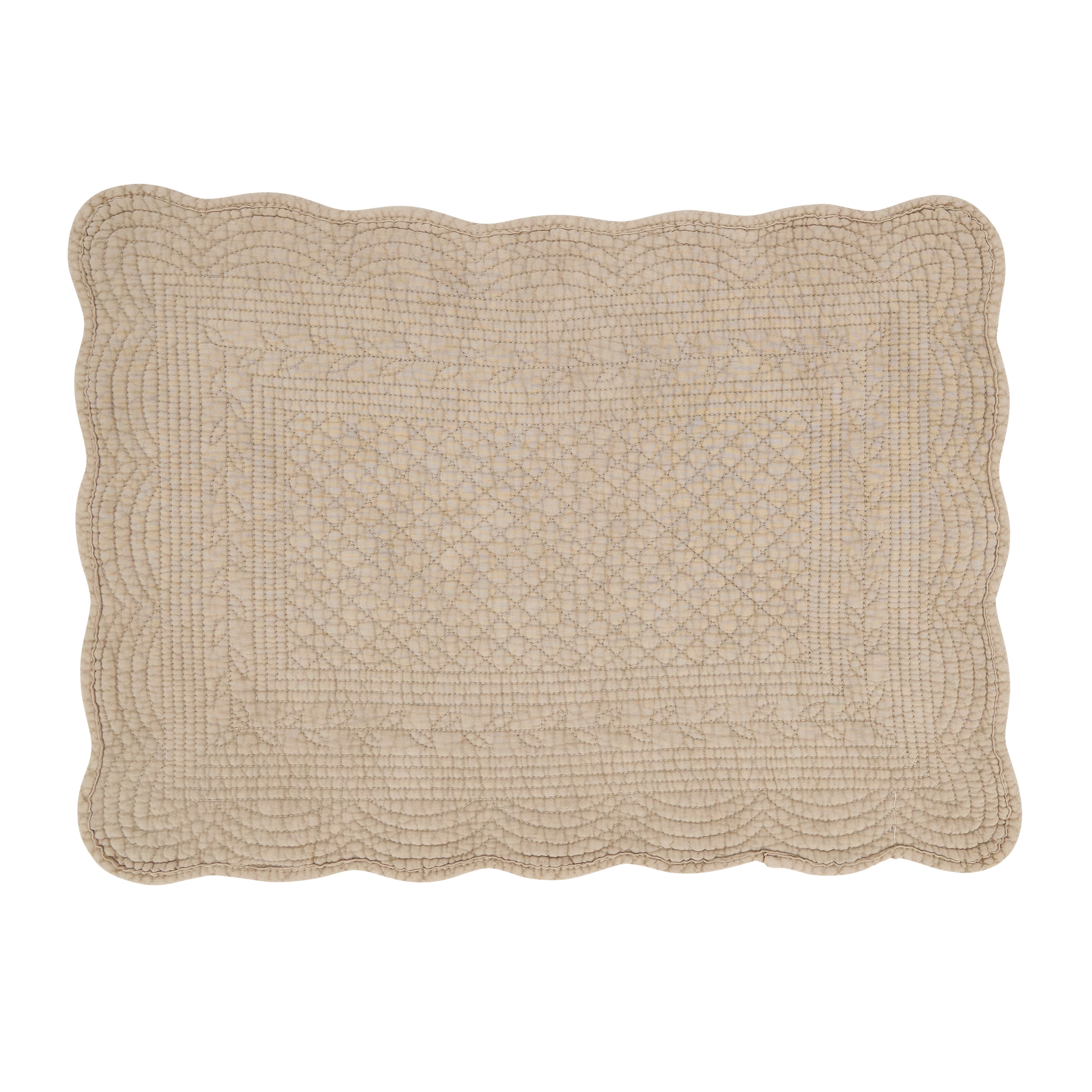 Taupe Quilted Cotton Rectangle Placemats Set of 4