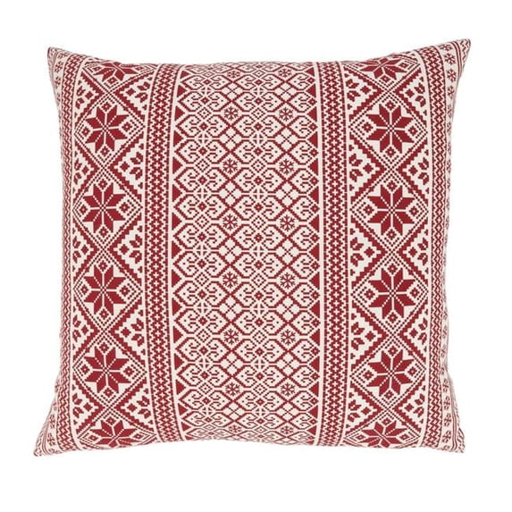 Saro Lifestyle Cheerful Charm Christmas Pattern Poly Filled Throw Pillow