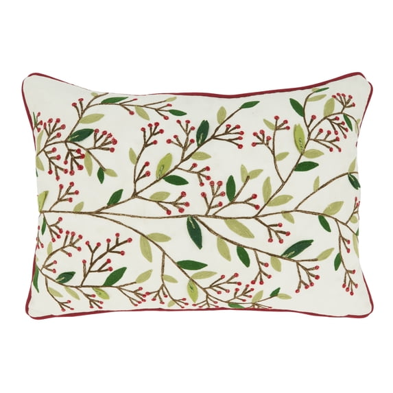 Saro Lifestyle Cheery Charm Red Berries Poly Filled Throw Pillow