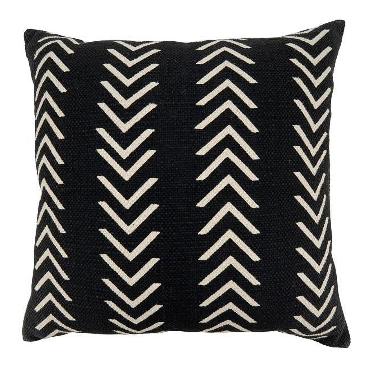 Chevron Design Black Square Down Filled Throw Pillow