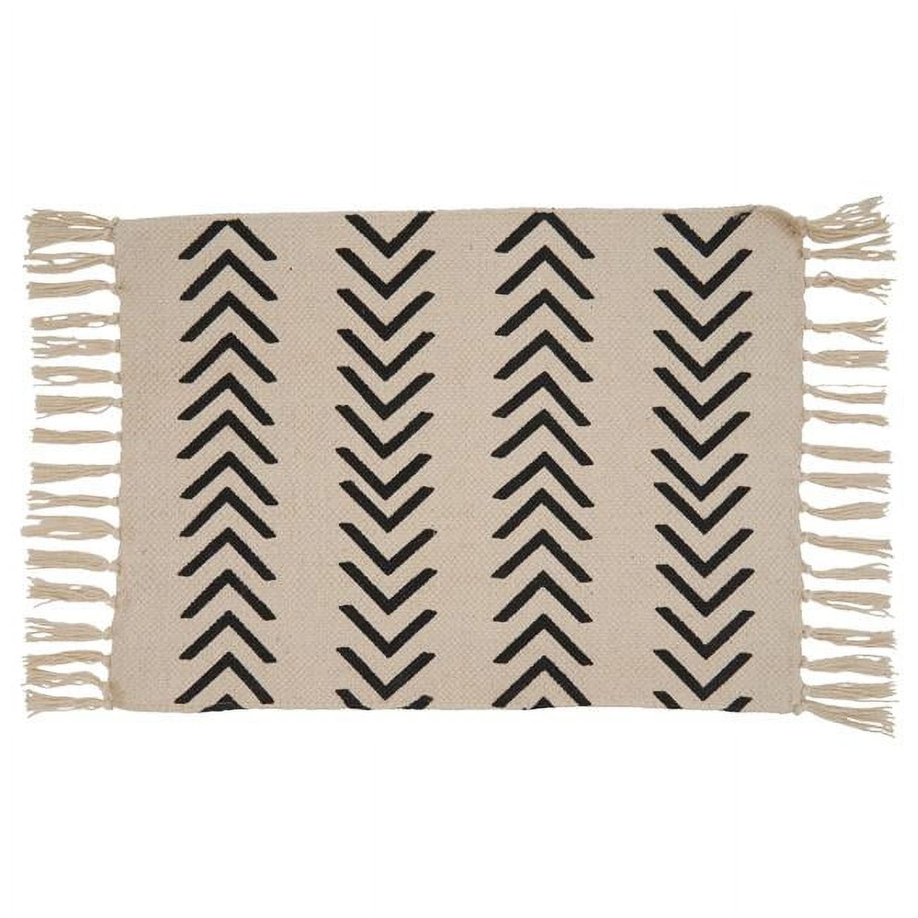 Natural Cotton Geometric Fringe Placemats Set of Four
