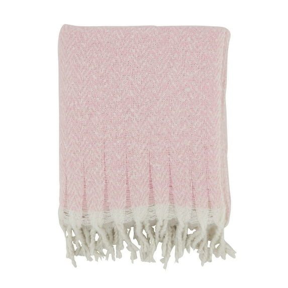 Saro Lifestyle Chic Faux Mohair Herringbone Fringed Throw