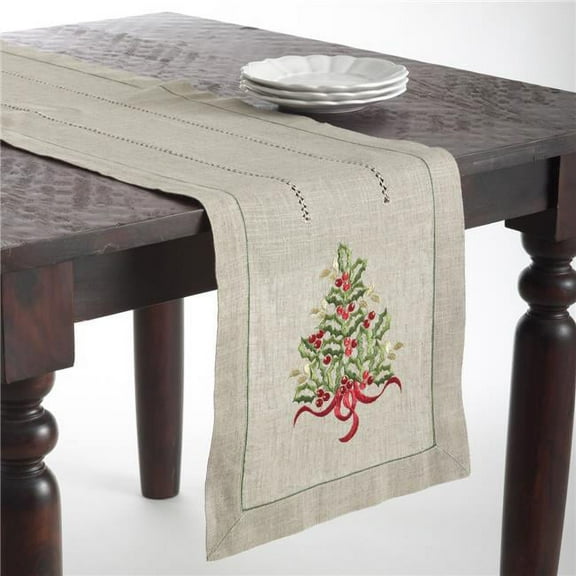 Saro Lifestyle Christmas Tree Embroidered Table Runner