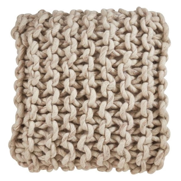 Saro Lifestyle Chunky Cable Knit Design Wool Down Filled Throw Pillow