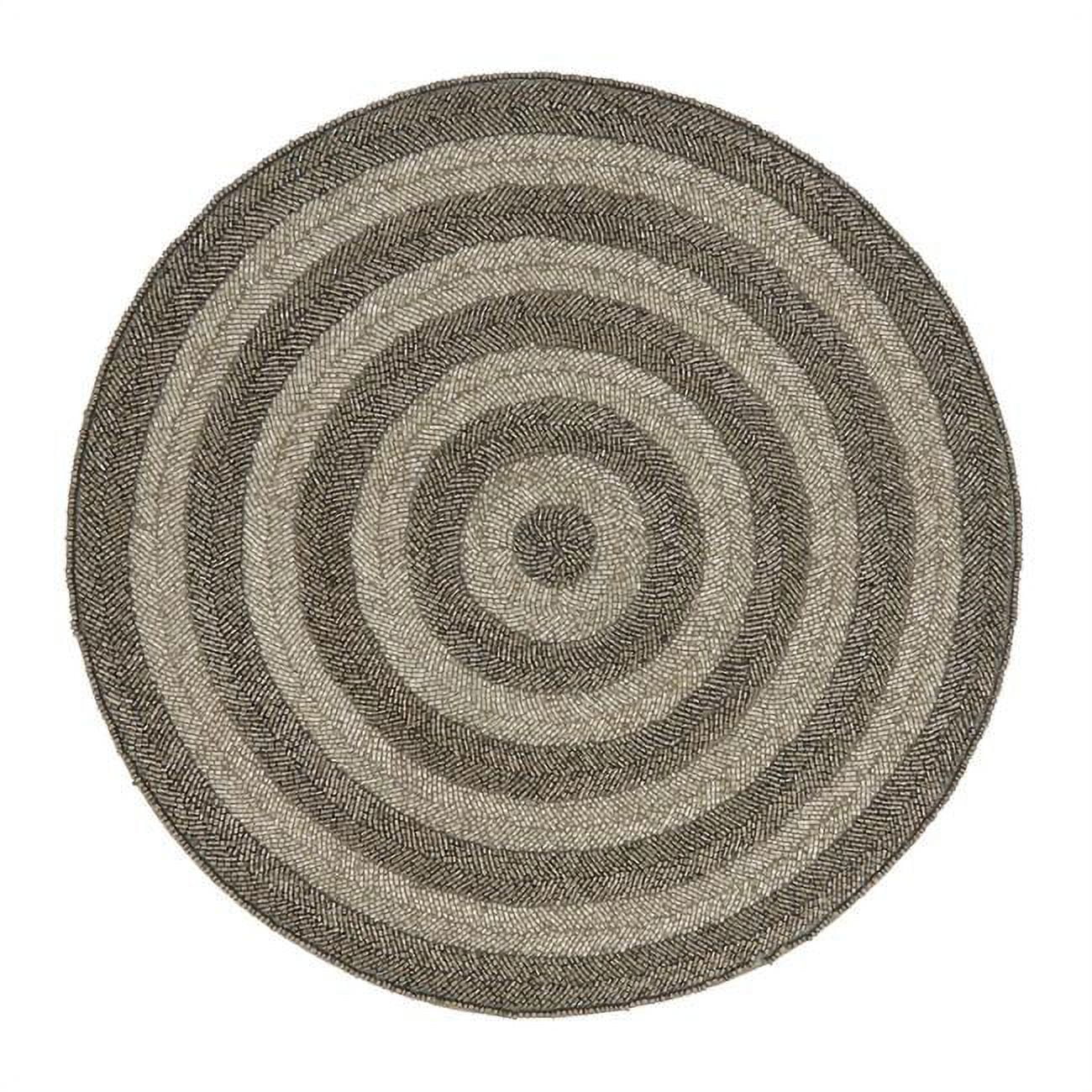 Silver Round Beaded Fabric Placemats, Set of 4