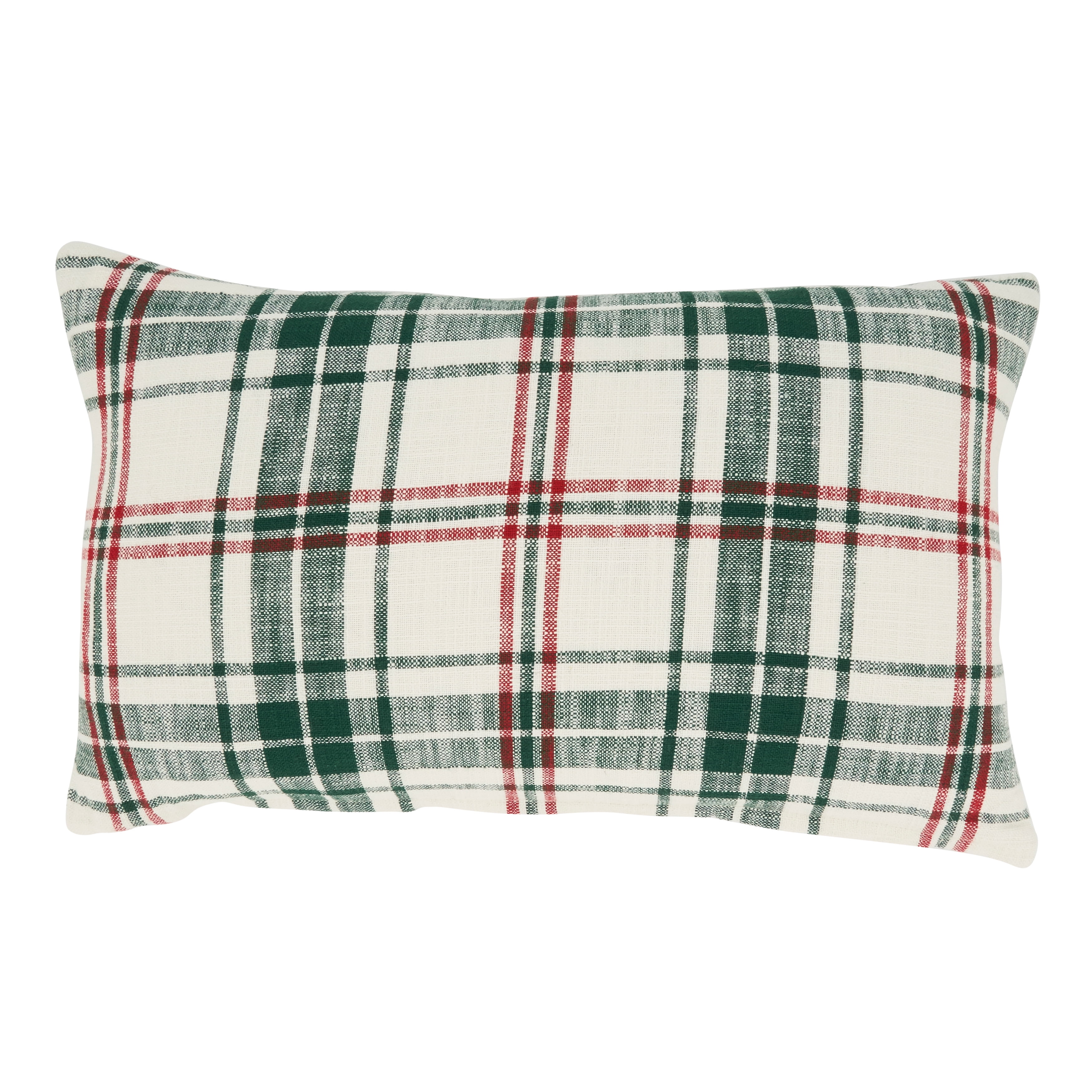 Classic Green and White Plaid Cotton Throw Pillow Cover