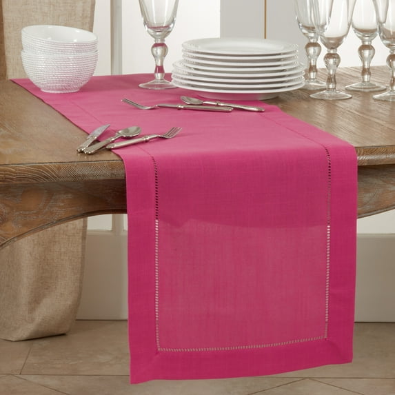Saro Lifestyle Classic Hemstitch Border Table Runner 16"x120"