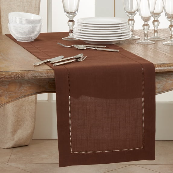 Saro Lifestyle Classic Hemstitch Border Table Runner 16"x72"