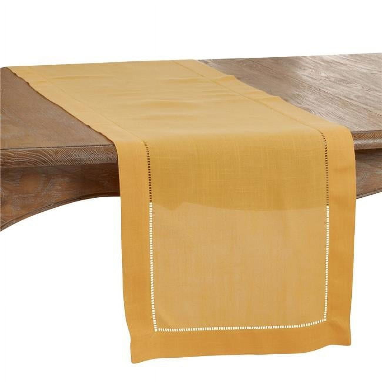 Mustard Polyester Hemstitch Table Runner 16"x90"