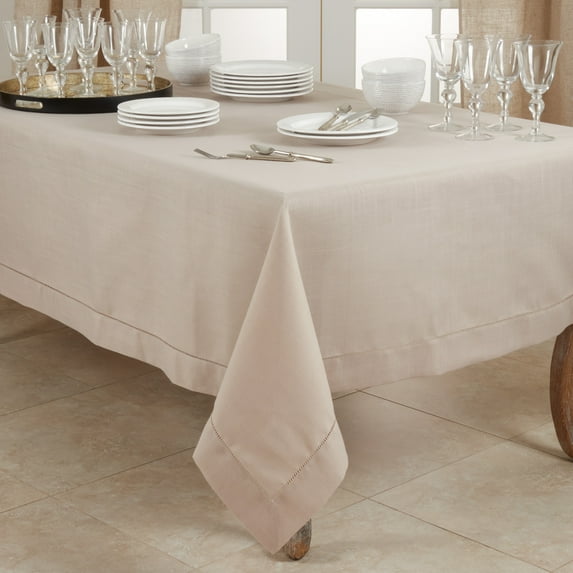 Saro Lifestyle Classic Hemstitch Border Tablecloth 90"x90" Square