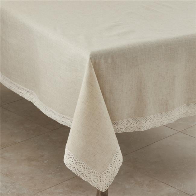 Natural Beige Lace Border Square Fabric Tablecloth
